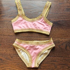 Pink and Gold Kids Swim Bikini